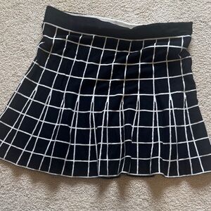 LOFT Black and White Grid Skater Skirt